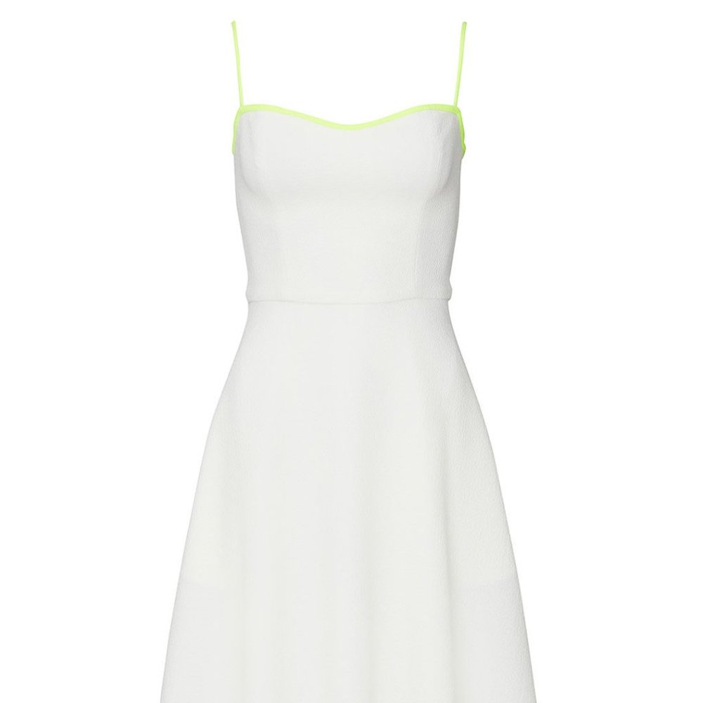 Black Halo White Midi Dress with Neon Accents